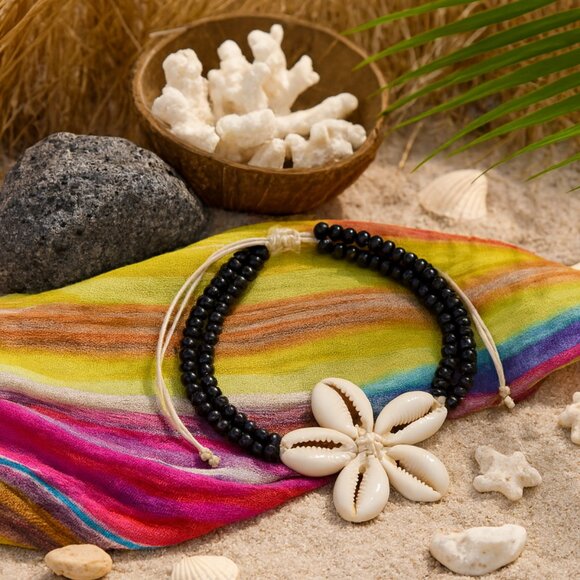 🆕️Handcrafted Shell Flower 🌸 Adjustable Beaded Anklet | Natural Seashell Beach - Picture 9 of 11